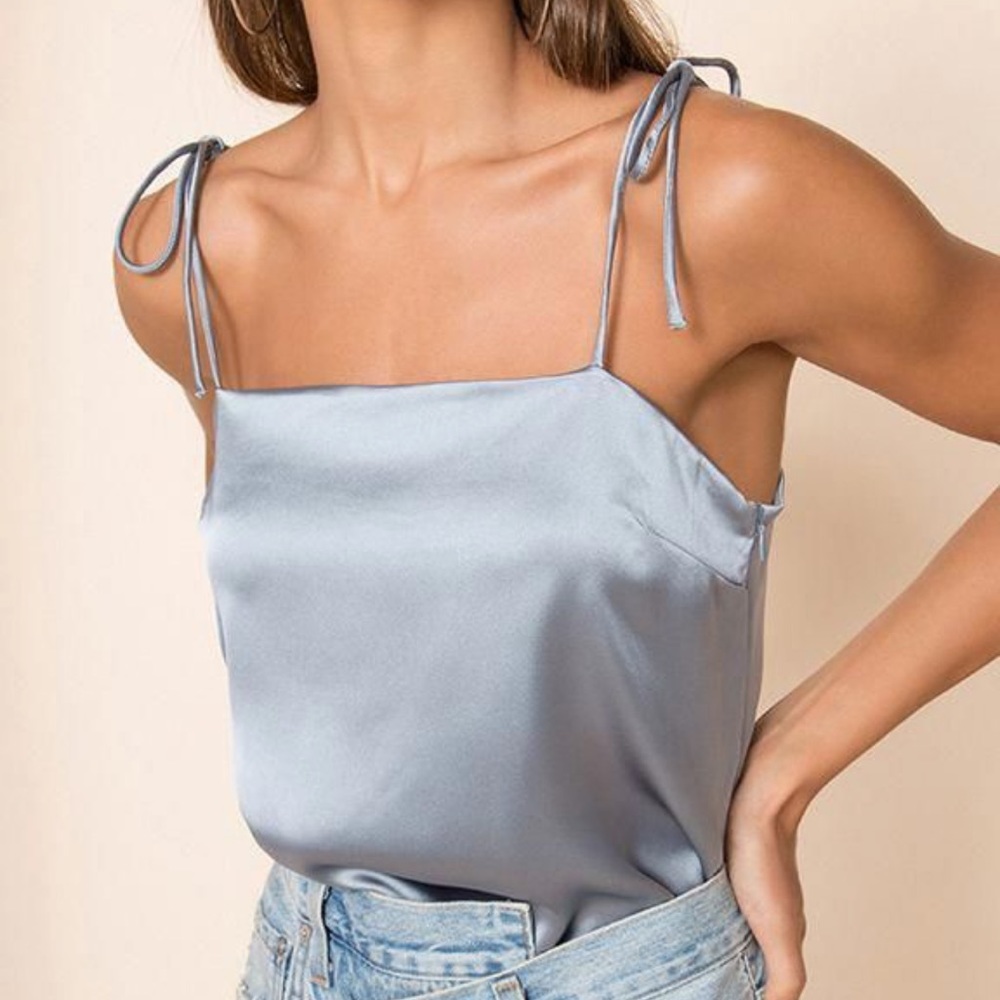 Superdown cropped tie tank - dusty blue - M